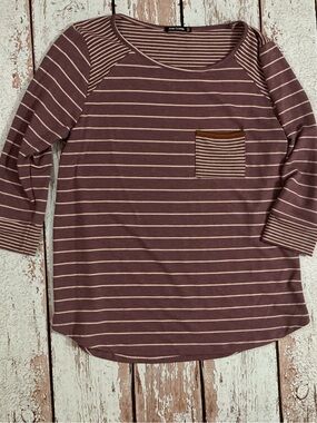 Pink Clover Mauve and Cream Striped Long Sleeve Top